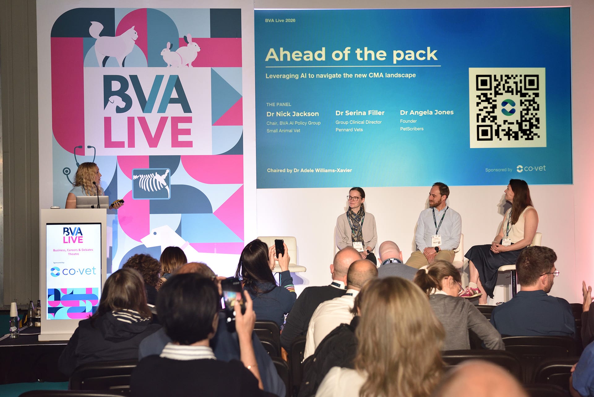 Dr Adele Williams-Xavier chairing the CoVet CMA panel at BVA Live